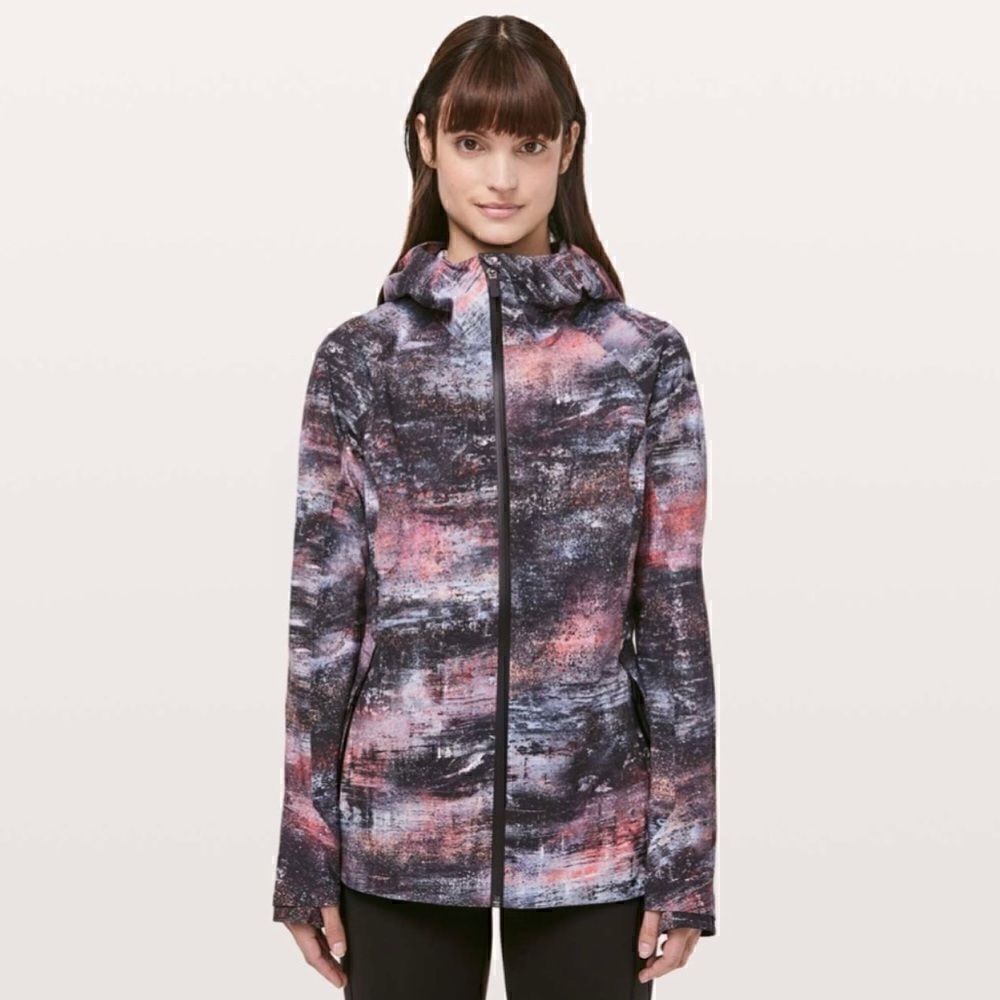 Lululemon The Rain Is Calling Jacket II in Azurite Poppy Coral Multi